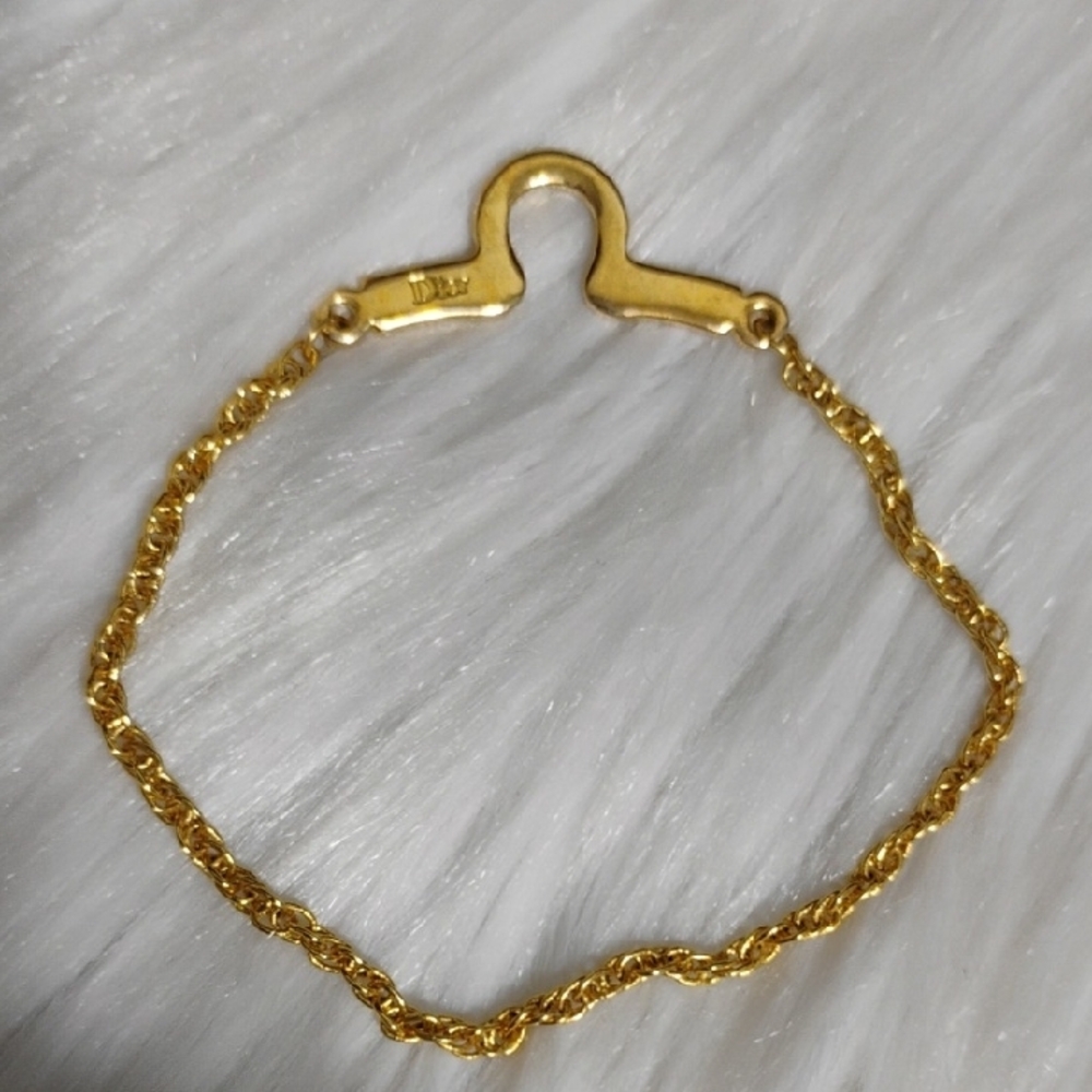 Vtg Christian Dior Gold Tone Rope Chain Bracelet Feat Designer Logo - Picture 2 of 13
